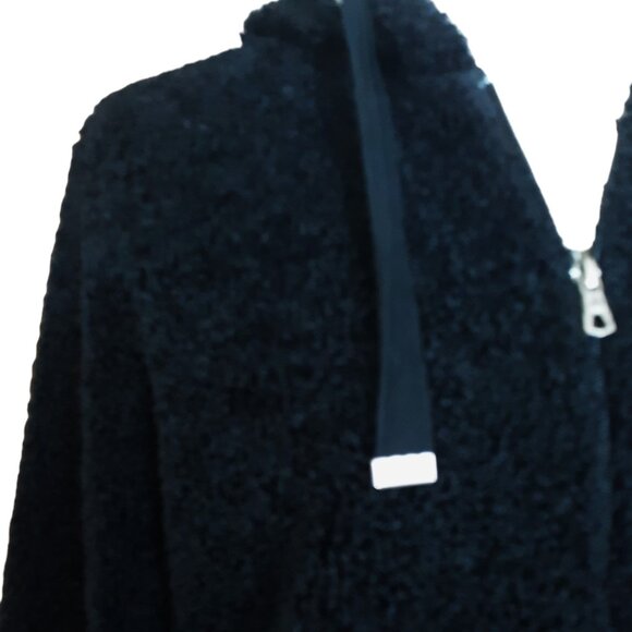 Free Country Hoodie Zip Jacket Plush Teddy Pile Pockets Black - Picture 7 of 8